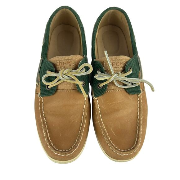 Sperry Top-Sider Koifish Corduroy Boat Shoes – Green & Tan, Size 9 - Picture 3 of 9